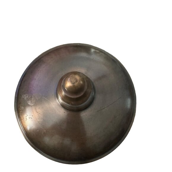 Vintage Mid Century Modern Glass Metal Candy Dish Large 7.5" Diameter Yellow Brn - Picture 9 of 11